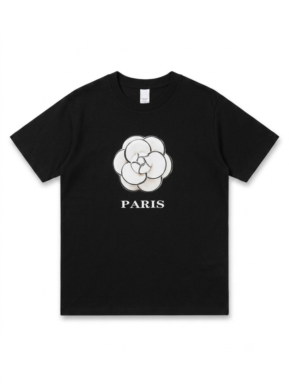 Black Floral 'PARIS' Graphic Tee